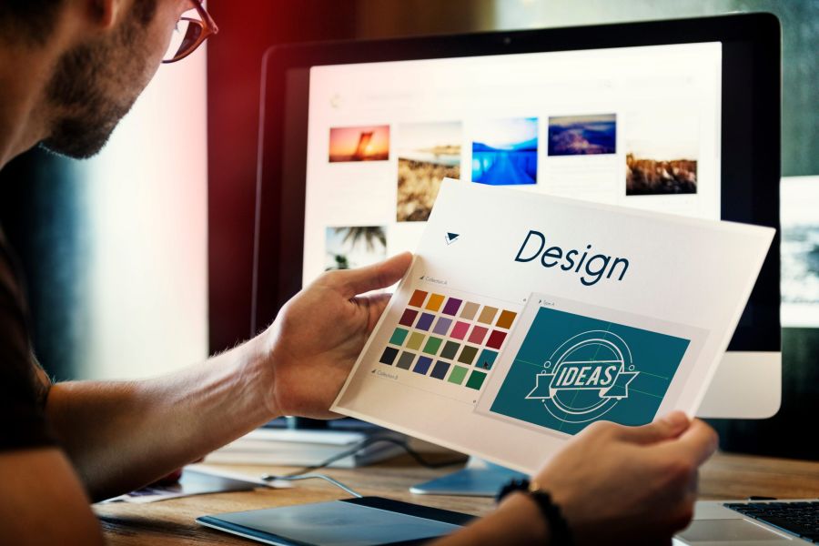 Designer choosing colors