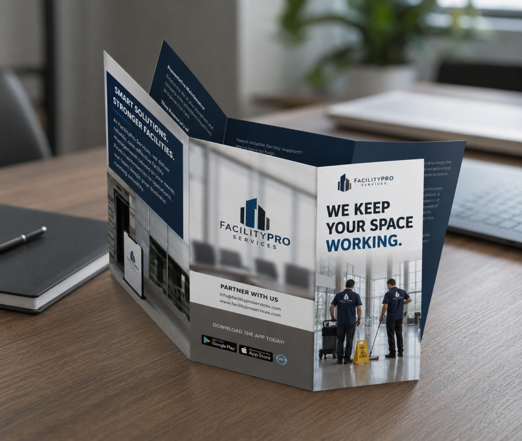 half then trifold brochure