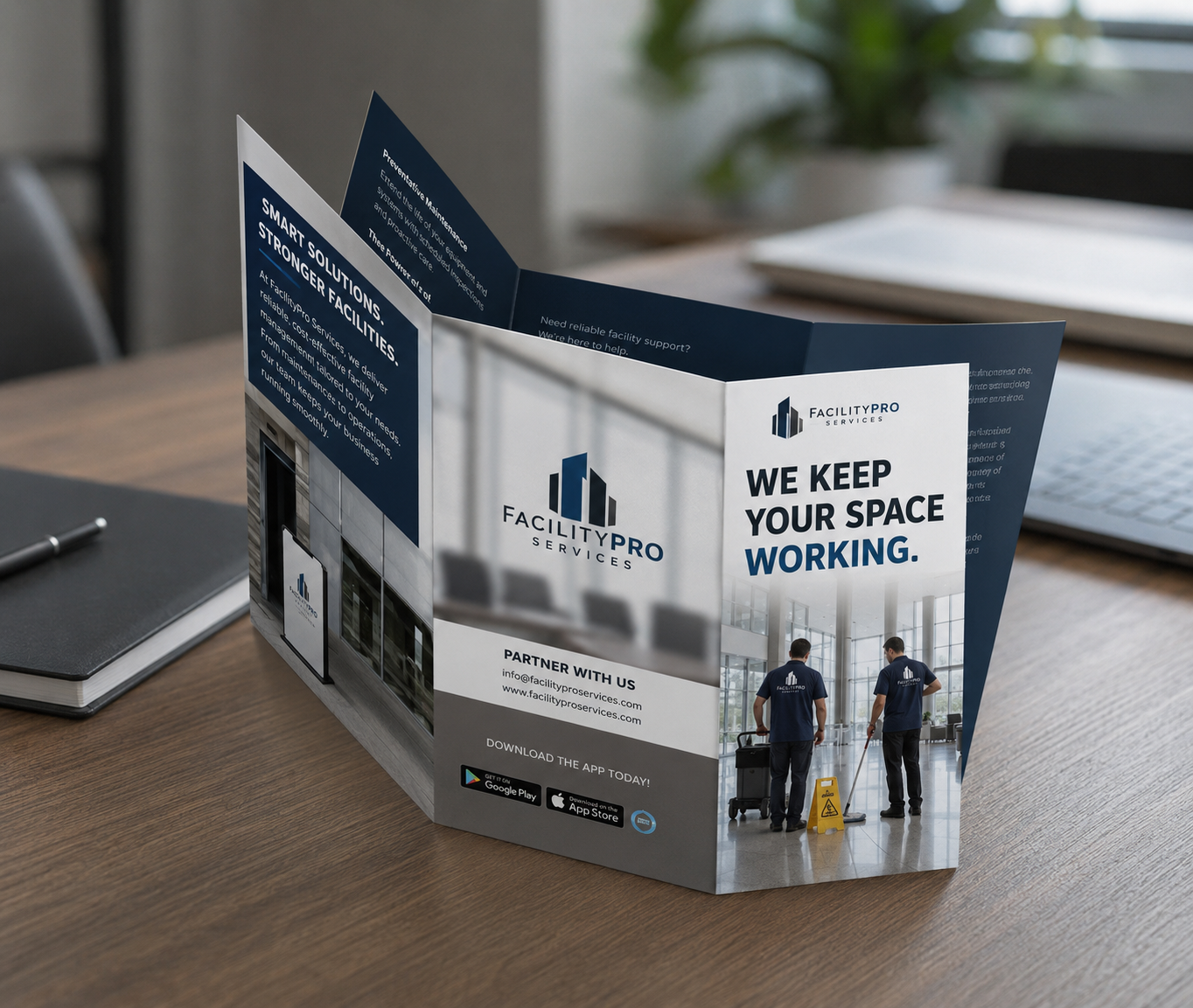 half then trifold brochure